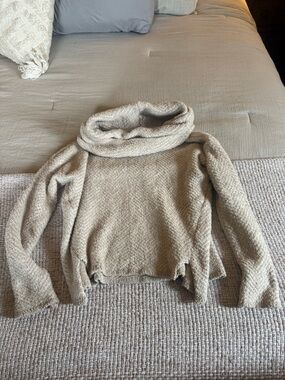 Warm & Cozy Neutral Cowl Neck Women's Sweater - Soft Taupe
